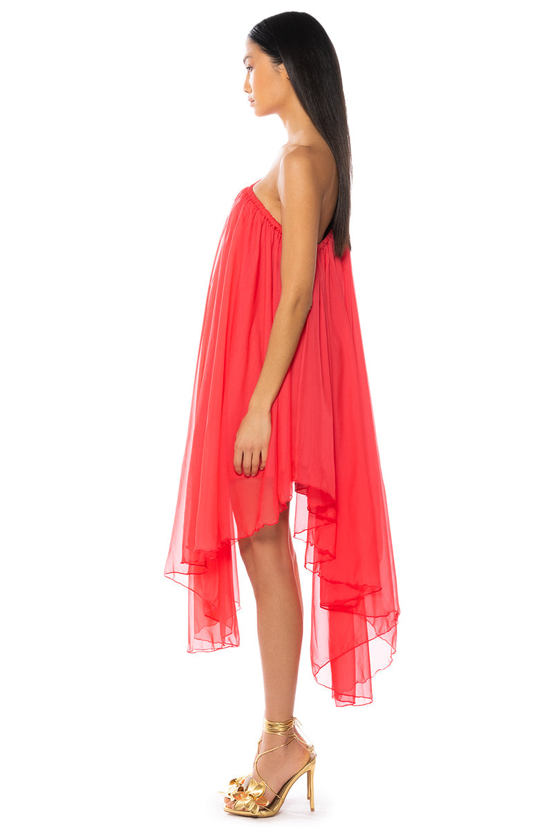 TERRA ONE SHOULDER FLOWY MIDI DRESS