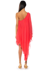 TERRA ONE SHOULDER FLOWY MIDI DRESS