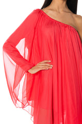 TERRA ONE SHOULDER FLOWY MIDI DRESS