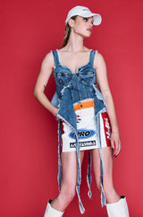 THALIA FRAYED DENIM CORSET