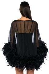 THAT VA VA VOOM LONG SLEEVE SHEER TRAPEZE DRESS