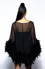 THAT VA VA VOOM LONG SLEEVE SHEER TRAPEZE DRESS