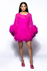 THAT VA VA VOOM LONG SLEEVE SHEER TRAPEZE DRESS