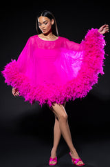 THAT VA VA VOOM LONG SLEEVE SHEER TRAPEZE DRESS