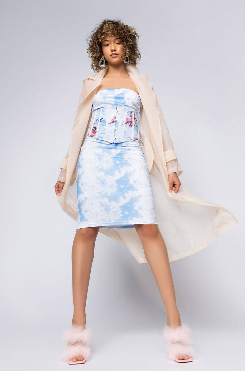 THAT'S ON ME BABY TUBE BODYCON MIDI DRESS WITH ATTACHED CORSET