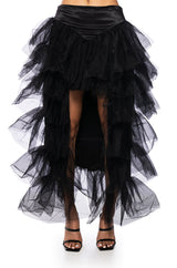 THE AWARD SHOW TULLE HIGH LOW SKIRT IN BLACK