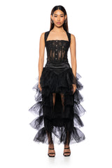 THE AWARD SHOW TULLE HIGH LOW SKIRT IN BLACK