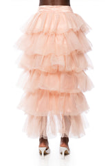THE AWARD SHOW TULLE HIGH LOW SKIRT IN BLUSH PINK