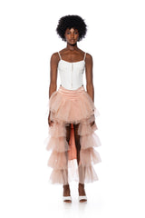THE AWARD SHOW TULLE HIGH LOW SKIRT IN BLUSH PINK