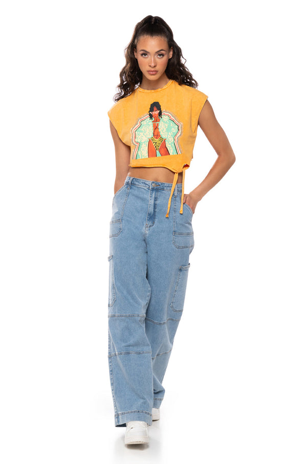 THE BODY SLEEVELESS GRAPHIC T SHIRT