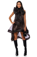 THE CATS MEOW PRINTED BOW MINI DRESS