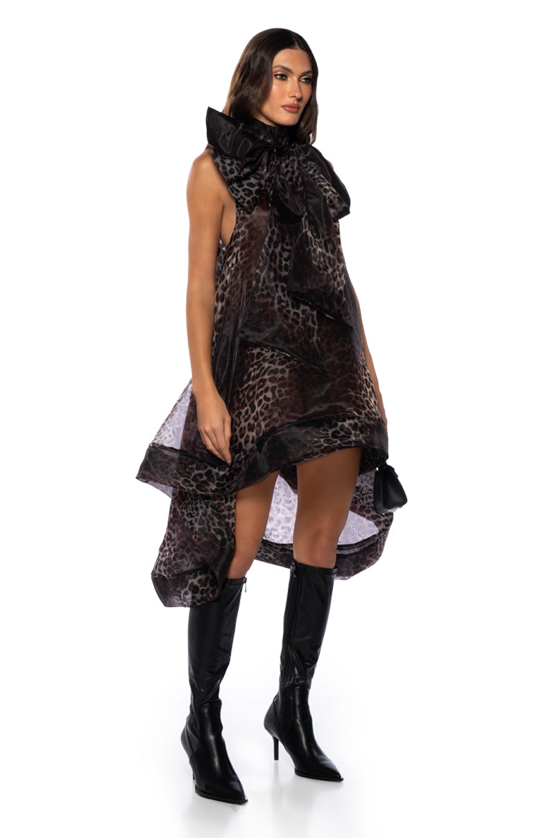 THE CATS MEOW PRINTED BOW MINI DRESS