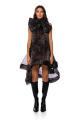 THE CATS MEOW PRINTED BOW MINI DRESS