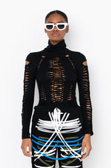 THE CUTOUTS RIB TURTLENECK TOP
