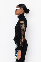THE CUTOUTS RIB TURTLENECK TOP