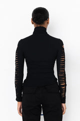 THE CUTOUTS RIB TURTLENECK TOP