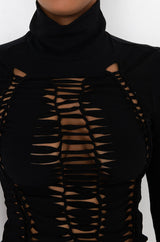 THE CUTOUTS RIB TURTLENECK TOP