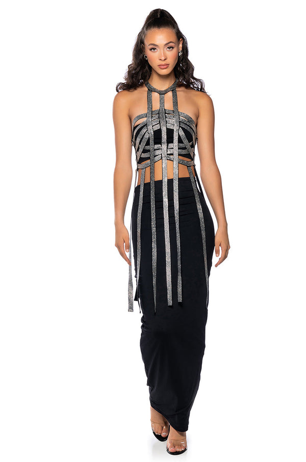 THE EDGE RHINESTONE EMBELLISHED TOP