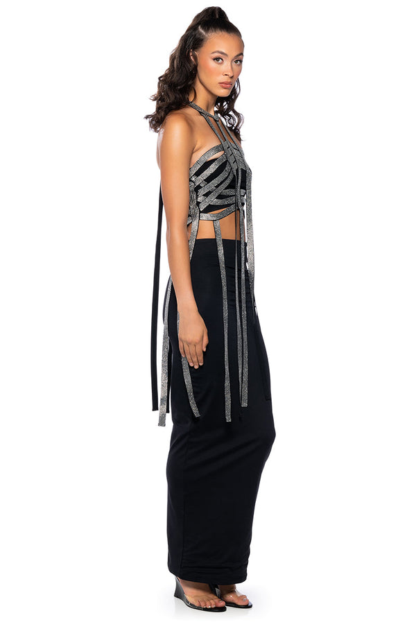 THE EDGE RHINESTONE EMBELLISHED TOP