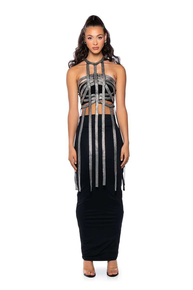 THE EDGE RHINESTONE EMBELLISHED TOP
