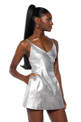 THE GREAT ESCAPE METALLIC SILVER MINI DRESS