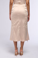 THE REAL HER SATIN MIDI SKIRT
