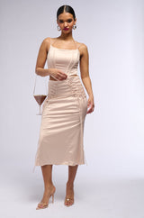 THE REAL HER SATIN MIDI SKIRT