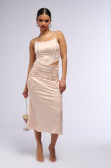 THE REAL HER SATIN MIDI SKIRT