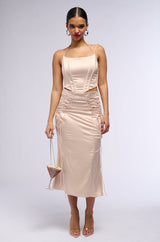 THE REAL HER SATIN MIDI SKIRT