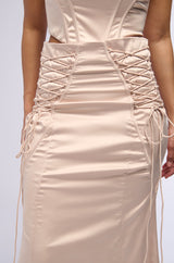 THE REAL HER SATIN MIDI SKIRT