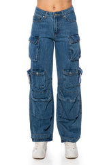 THE ULTIMATE DENIM CARGO PANT IN MEDIUM BLUE DENIM