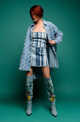THE VIBE IS PRETTY TEXTURED DENIM OVERSIZED BUTTON DOWN DRESS