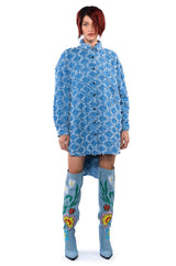 THE VIBE IS PRETTY TEXTURED DENIM OVERSIZED BUTTON DOWN DRESS
