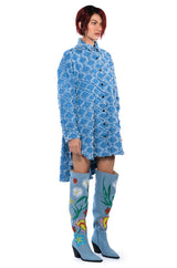 THE VIBE IS PRETTY TEXTURED DENIM OVERSIZED BUTTON DOWN DRESS