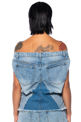 THE WAY I WANT OFF THE SHOULDER DENIM TOP