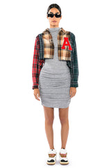 THEA CORSETED KNIT LONG SLEEVE MINI DRESS