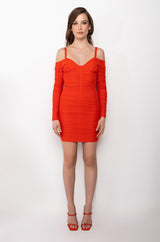 THINKING ABOUT YA OFF THE SHOULDER MINI RUCHED DRESS