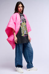 THIS IS THE LIFE PUFFER PONCHO IN PINK