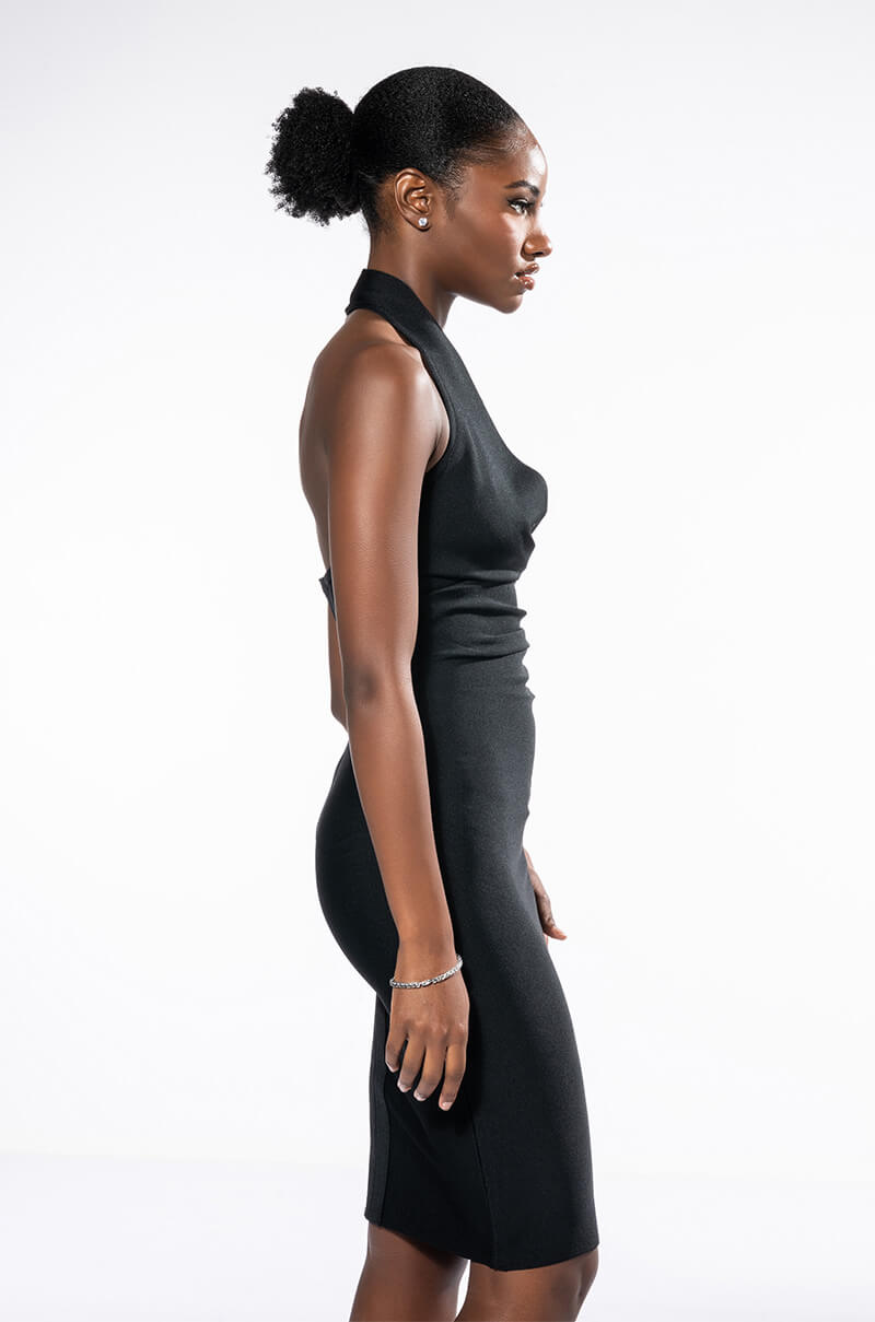 LILIA HALTER TOP BANDAGE MIDI DRESS