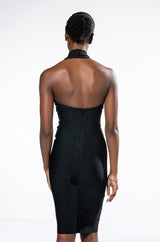 LILIA HALTER TOP BANDAGE MIDI DRESS