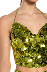 THRU THE NIGHT SEQUIN HALTER NECK TANK