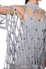TIED UP FRINGE EMBELLISHED LONG SWEATER