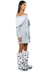 TIED UP IN LOVE CORSET LONG SLEEVE SWEATSHIRT DRESS