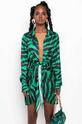 TIGER BISH SATIN SHIRT DRESS