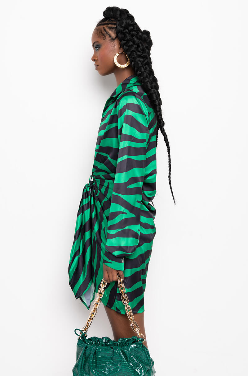 TIGER BISH SATIN SHIRT DRESS