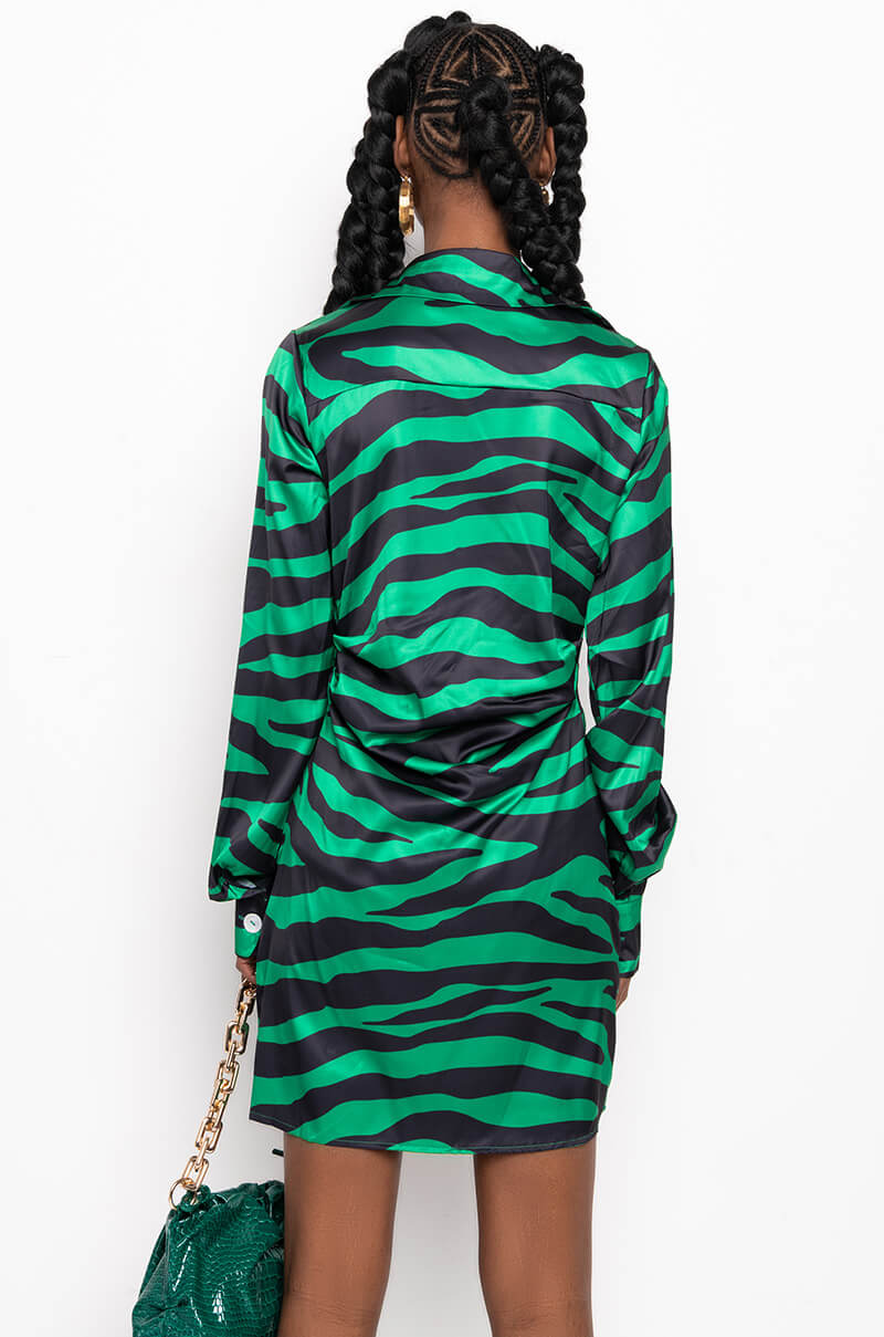 TIGER BISH SATIN SHIRT DRESS