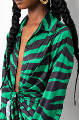 TIGER BISH SATIN SHIRT DRESS
