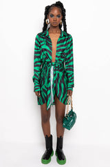 TIGER BISH SATIN SHIRT DRESS