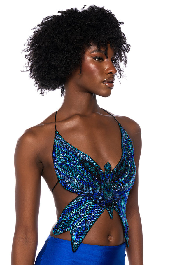 TIME TO FLY SEQUIN BUTTERFLY TOP