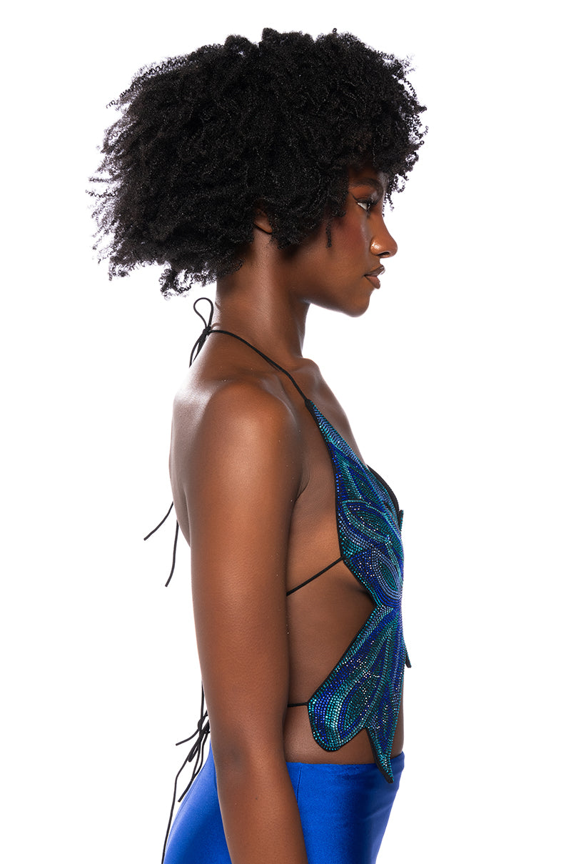 TIME TO FLY SEQUIN BUTTERFLY TOP